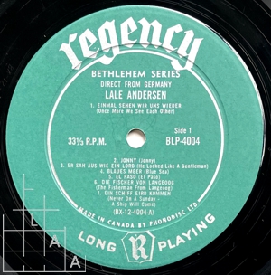 Direct from Germany: Lale Andersen (Germany's Top Singer)